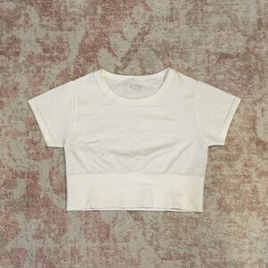 Girls' Aerie Offline White Short Sleeve Cropped Tee -